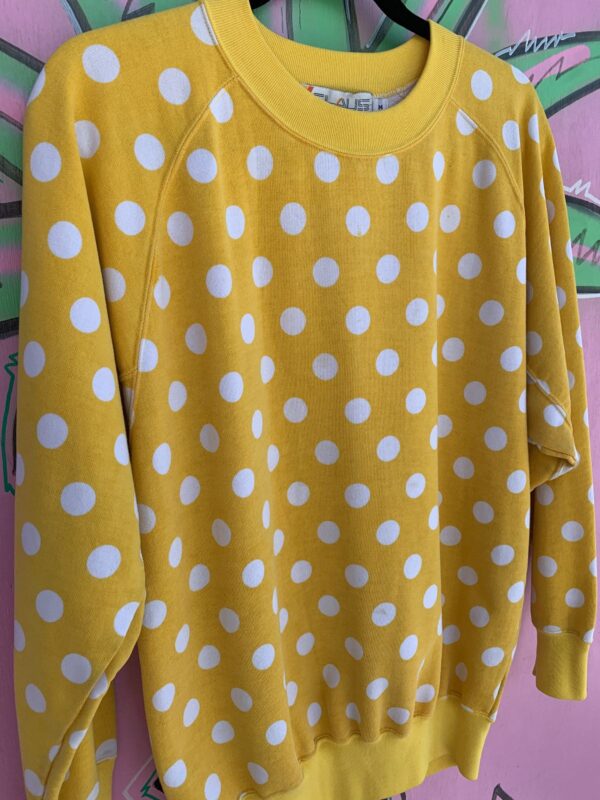 POLKA DOT RAGLAN CREWNECK SWEATSHIRT