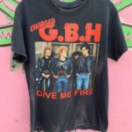 SUNFADED CHARGED GBH GIVE ME FIRE PUNK GRAPHIC T-SHIRT