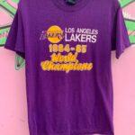 NBA LOS ANGELES LAKERS 1984-85 WORLD CHAMPIONS SINGLE STITCH T-SHIRT