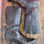 AS-IS LUCCHESE BLACK LEATHER COWBOY BOOTS