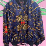 1980S-90S REVERSIBLE! SILKY BAROQUE & PAISLEY PRINT ZIP UP BOMBER JACKET