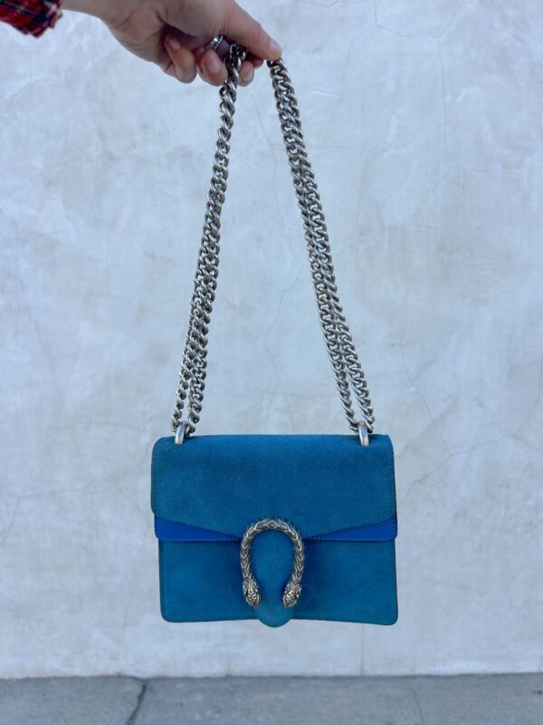 *AS-IS* GUCCI DIONYSUS ROYAL BLUE TWO TONE SUEDE SHOULDER BAG