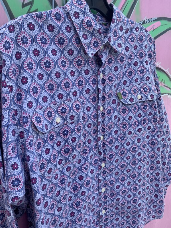 1980S-90S 100% COTTON LONG SLEEVE BUTTON DOWN SHIRT MOORISH FLOWER PRINT