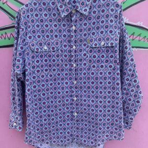 Photo detail:1980S-90S 100% COTTON LONG SLEEVE BUTTON DOWN SHIRT MOORISH FLOWER PRINT