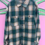 NICE! HEAVY SHADOW PLAID FLANNEL BUTTON UP SHIRT