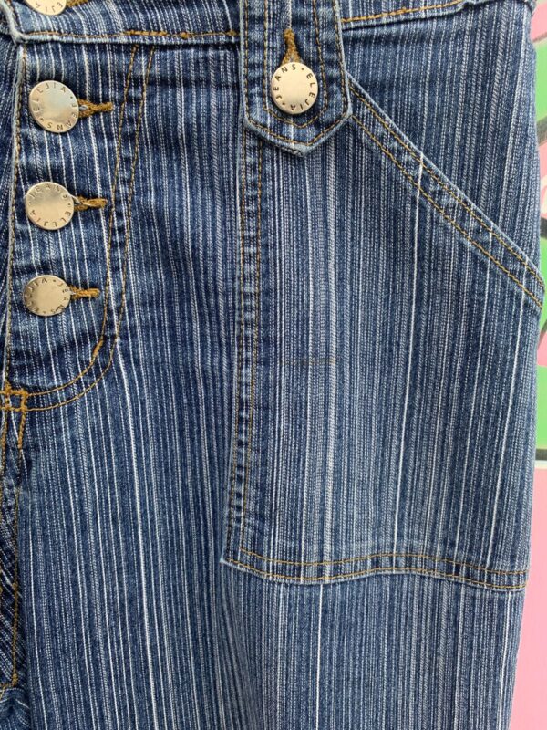 CUTE ENGINEER PINSTRIPED SLOUCHY CROPPED DENIM JEANS WELT & CARGO POCKETS