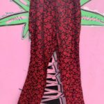 KILLER! DEADSTOCK 1990S | EARLY Y2K MADE IN USA DRAGON BROCADE SILKY FLARED PANTS