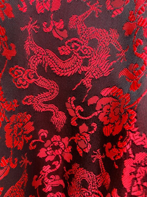 KILLER! DEADSTOCK 1990S | EARLY Y2K MADE IN USA DRAGON BROCADE SILKY FLARED PANTS