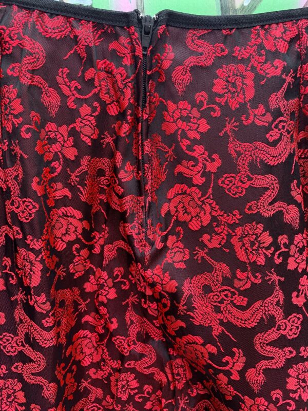 KILLER! DEADSTOCK 1990S | EARLY Y2K MADE IN USA DRAGON BROCADE SILKY FLARED PANTS