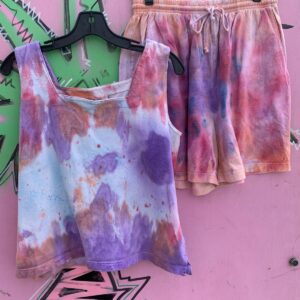 Photo detail:TIE DYE TWO PIECE COTTON ATHLETIC SHORTS TOP SET