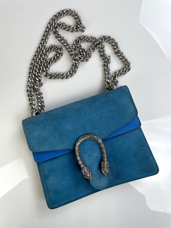 *AS-IS* GUCCI DIONYSUS ROYAL BLUE TWO TONE SUEDE SHOULDER BAG