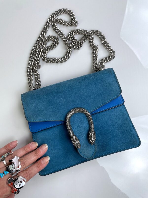 *AS-IS* GUCCI DIONYSUS ROYAL BLUE TWO TONE SUEDE SHOULDER BAG