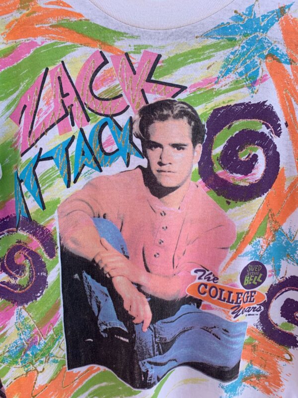 EPIC BOXY ZACK ATTACK SAVED BY THE BELL GLITTER GRAPHIC T-SHIRT