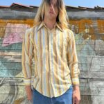 NICE! VERTICAL STRIPED SUBTLE JACQUARD PATTERN LONG SLEEVE BUTTON DOWN SHIRT