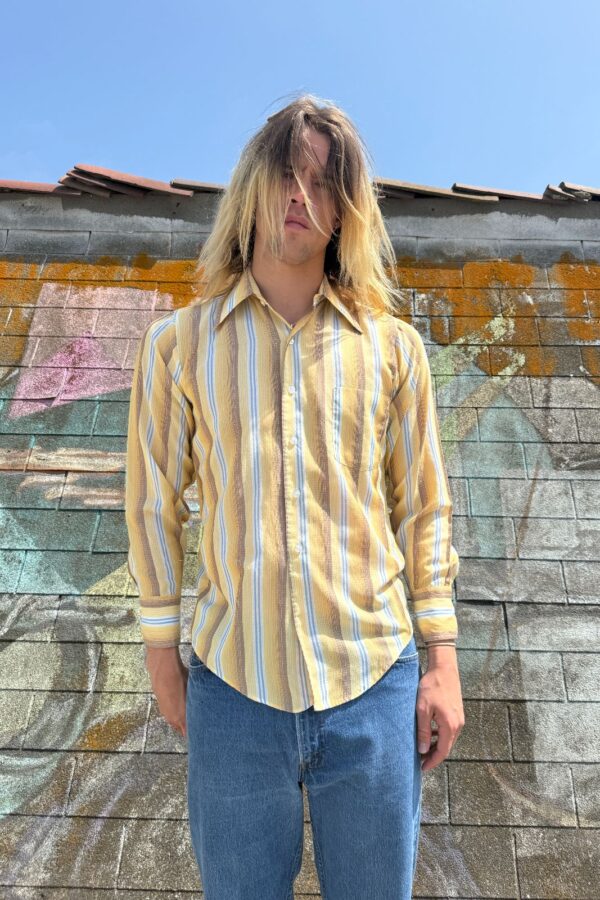 NICE! VERTICAL STRIPED SUBTLE JACQUARD PATTERN LONG SLEEVE BUTTON DOWN SHIRT