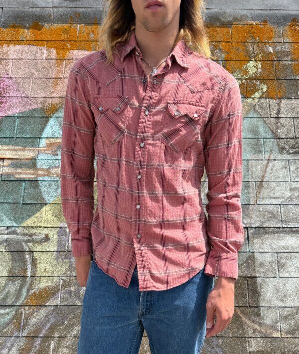 PLAID PATCHWORK SAWTOOTH POCKET PEARL SNAP WESTERN SHIRT