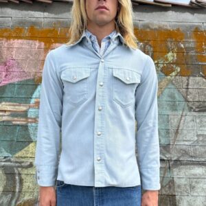 Photo detail:NICE! 1970S LIGHT WASH LIGHTWEIGHT CHAMBRAY DENIM SNAP BUTTON SHIRT / JACKET