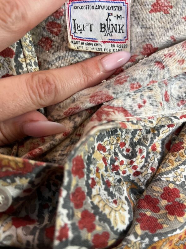 1960S-70S 100% COTTON PAISLEY PRINT LONG SLEEVE BUTTON DOWN SHIRT SMALL FIT