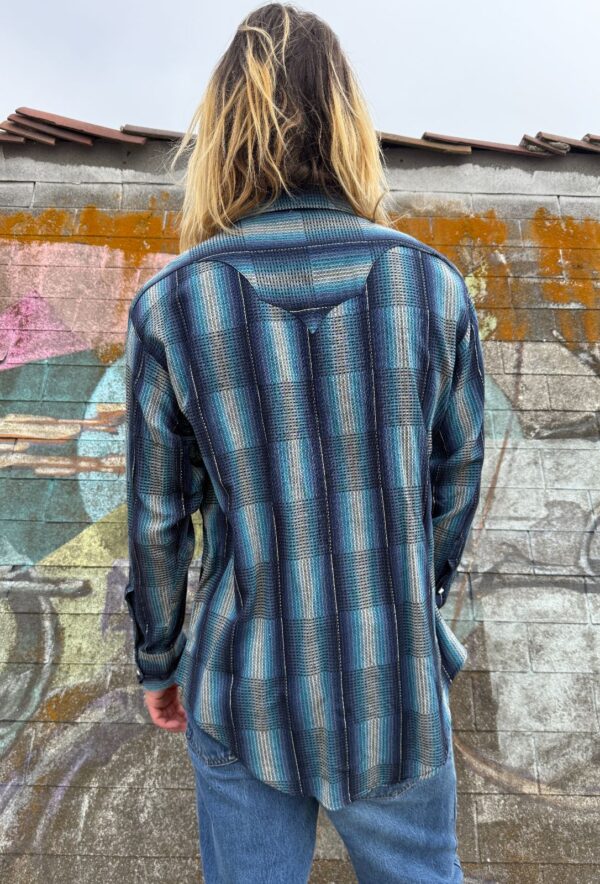 * AS IS* SHADOW PLAID WAFFLE WEAVE LONG SLEEVE PEARL SNAP WESTERN SHIRT