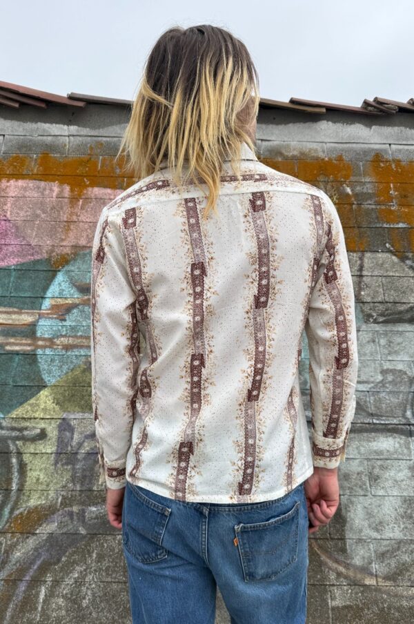 1970S COUNTRY STYLE FOLIAGE PRINT LONG SLEEVE BUTTON DOWN SHIRT BUTTERFLY COLLAR