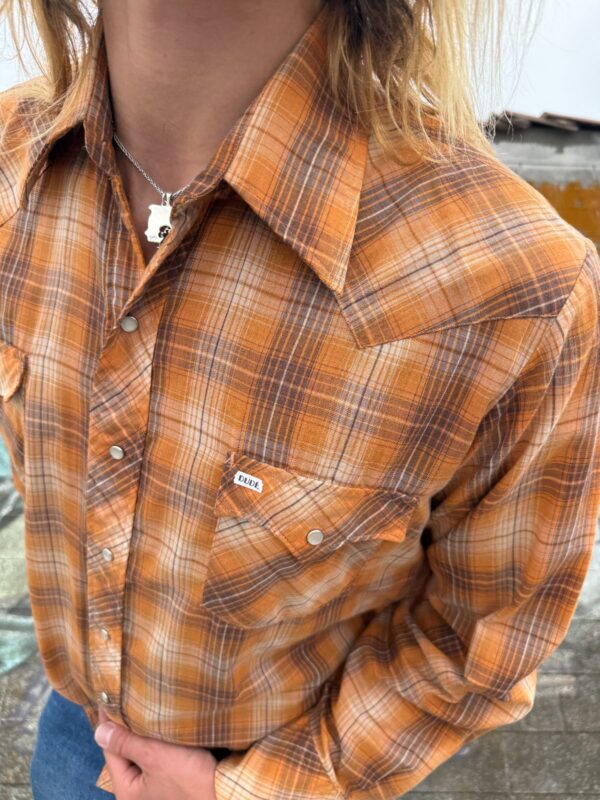 RAD! 1970S SHEER PLAID PEARL SNAP WESTERN SHIRT DAGGER COLLAR