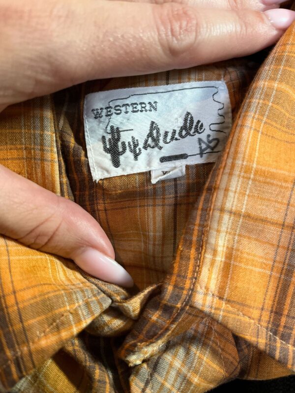 RAD! 1970S SHEER PLAID PEARL SNAP WESTERN SHIRT DAGGER COLLAR