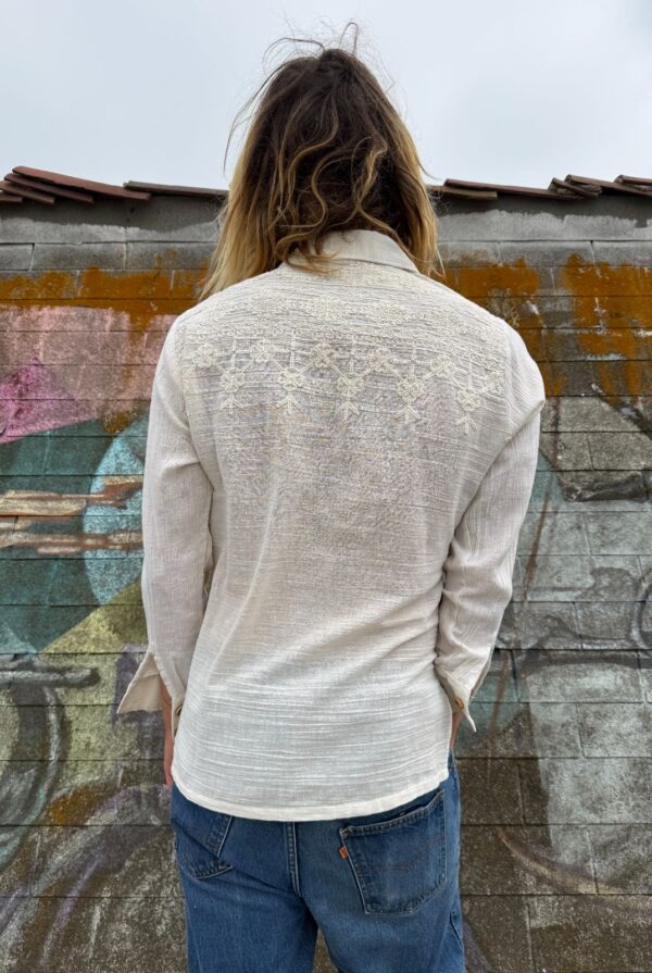1970S TEXTURED COTTON COLLARED PULLOVER HIPPY SHIRT