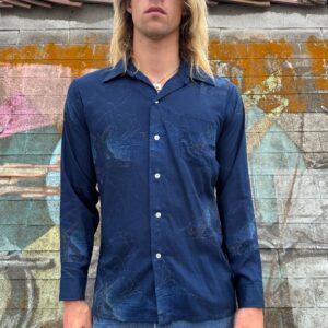 Photo detail:1970S FUNKY WINDMILL PRINT LONG SLEEVE BUTTON DOWN SHIRT
