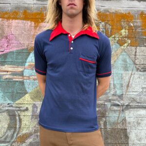 Photo detail:RETRO SHEER POLYESTER COLOR BLOCK POLO POCKET SHIRT