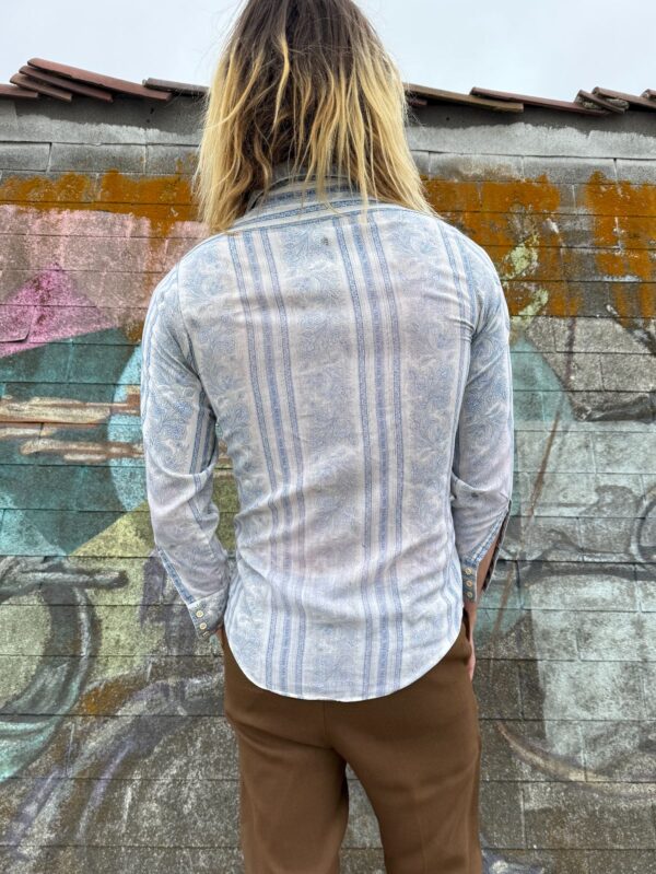 *AS-IS* SUPER COOL! 1960S ORNATE PAISLEY PRINT LONG SLEEVE BUTTON DOWN SHIRT DAGGER COLLAR