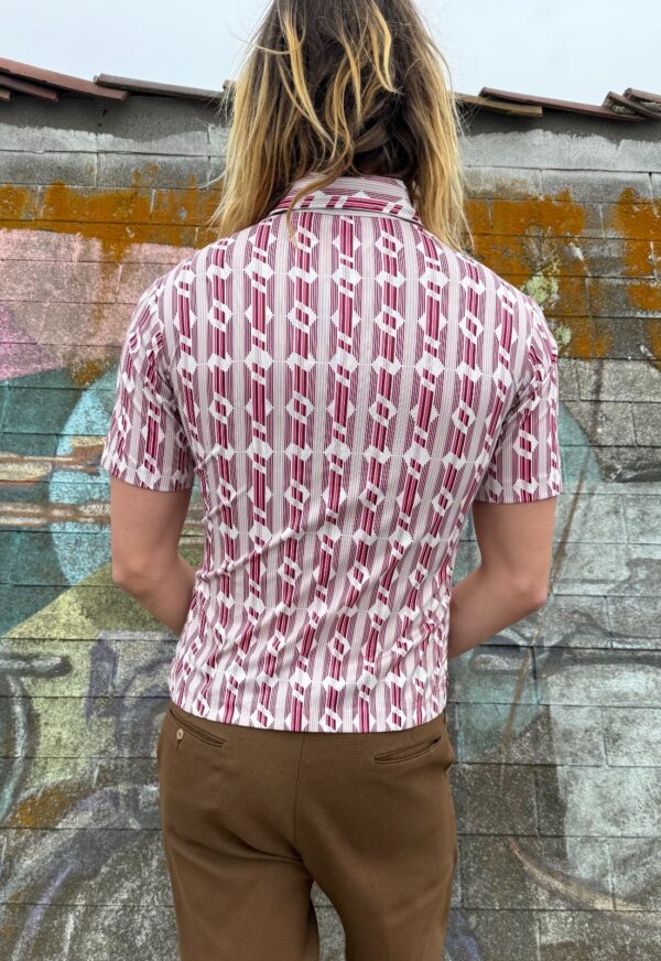 FUNKY VERTICAL STRIPED SHORT SLEEVE HENLEY POCKET SHIRT