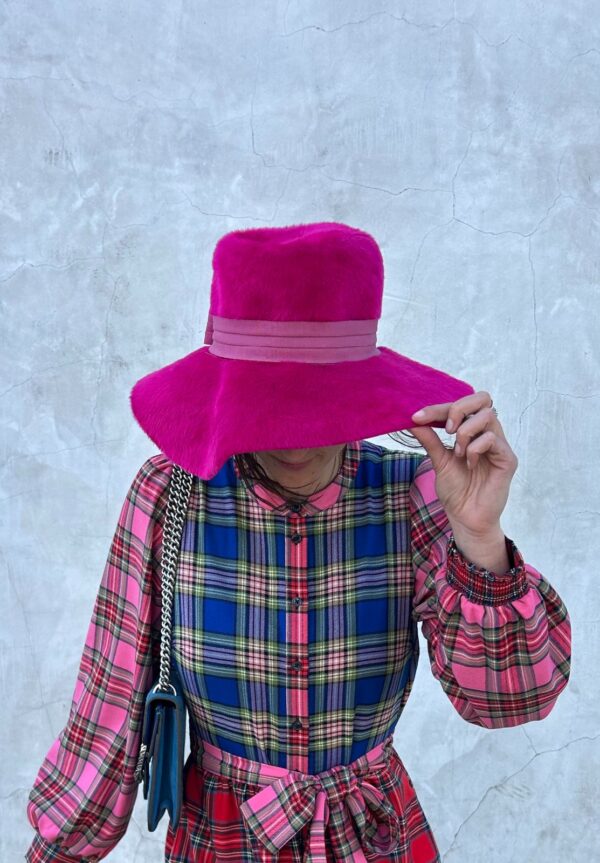 *DEADSTOCK 1960S FUZZY BRIMMED HAT W/ BOW MADE IN AUSTRIA