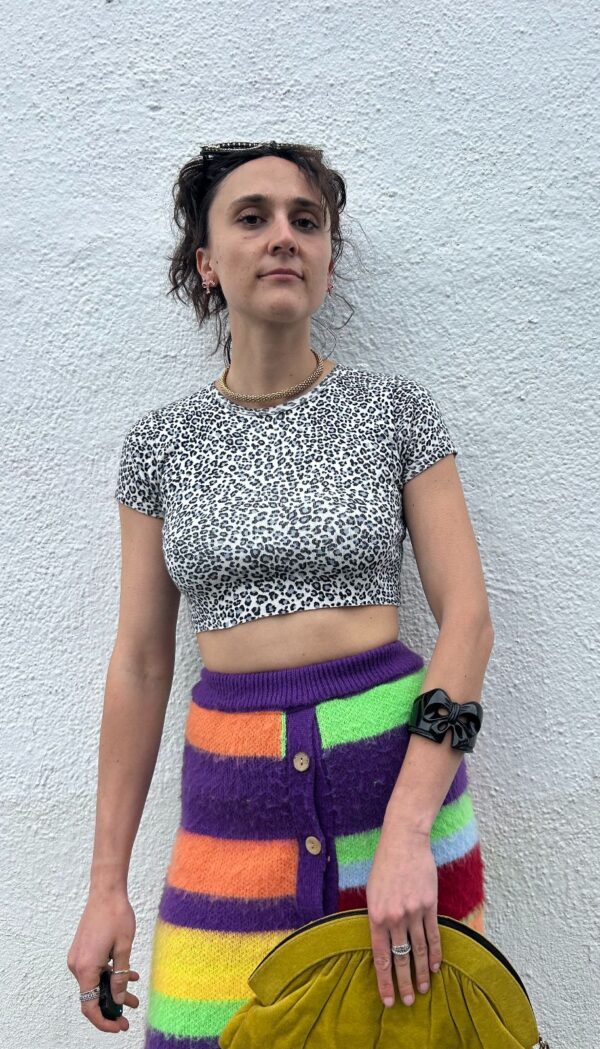 MADE IN ITALY 1990S Y2K LEOPARD PRINT CROPPED & STRETCHY RIBBED BABY TEE