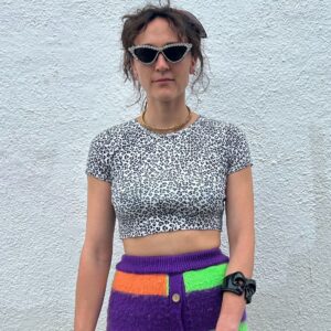 Photo detail:MADE IN ITALY 1990S Y2K LEOPARD PRINT CROPPED & STRETCHY RIBBED BABY TEE