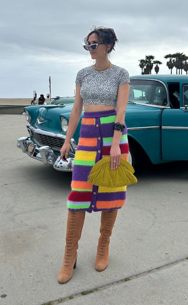 RETRO PLEATED FELT CHARTREUSE ZIPPERED CLUTCH