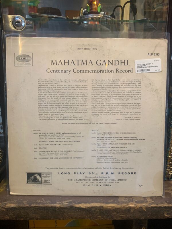 MAHATMA GANDHI – CENTENARY COMMEMORATION RECORD