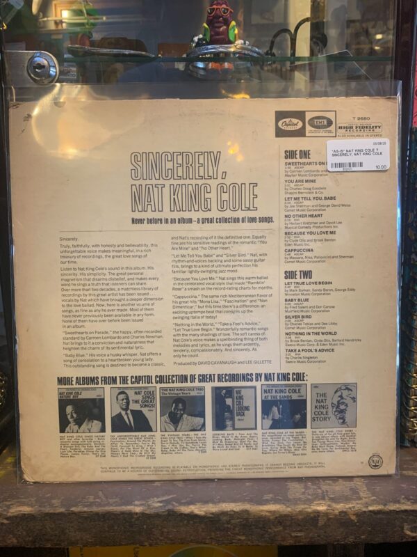 *AS-IS* NAT KING COLE – SINCERELY, NAT KING COLE
