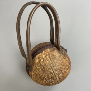 Photo detail:SO CUTE! ACTUAL REAL COCONUT DOUBLE HANDLE ZIP PURSE FABRIC LINING
