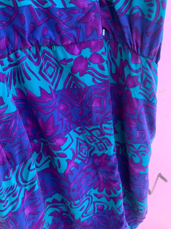 1990S 100% SILK TROPICAL PRINT COLLARED MINI DRESS