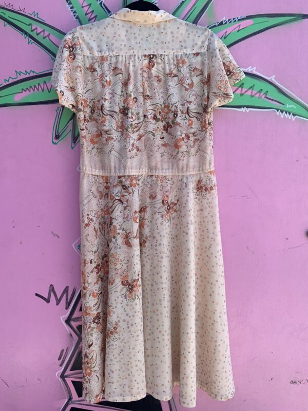 1970S SHEER POINTILLISM PRINT SS BUTTON DOWN DRESS