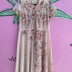 Photo detail:1970S SHEER POINTILLISM PRINT SS BUTTON DOWN DRESS