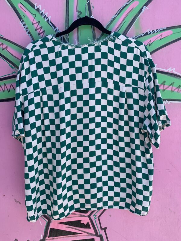 *AS-IS* CUT COLLAR SHORT SLEEVE CHECKERED BUTTON DOWN SHRT