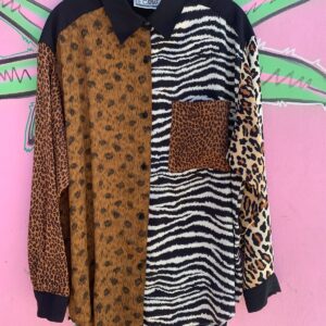 Photo detail:COOL! 1990S MIXED ANIMAL PRINT LONG SLEEVE BUTTON DOWN BLOUSE