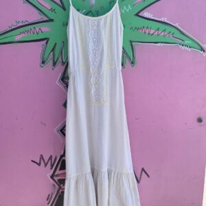 Photo detail:1970S INDIAN COTTON STRAPPY MIDI BOHO HIPPY DRESS TIERED RUFFLED HEM