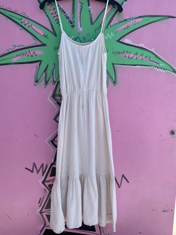 1970S INDIAN COTTON STRAPPY MIDI BOHO HIPPY DRESS TIERED RUFFLED HEM