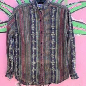 Photo detail:1980S-90S PASTEL WOVEN DESIGN LONG SLEEVE BUTTON DOWN SHIRT
