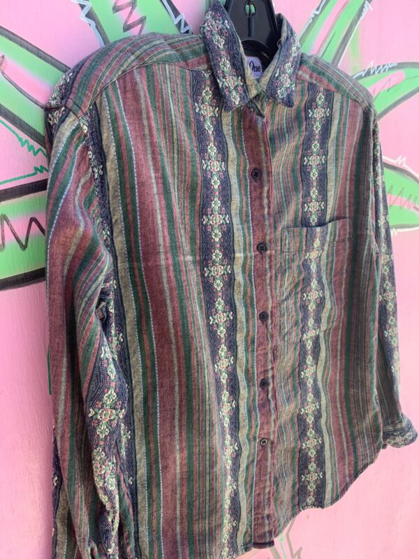 1980S-90S PASTEL WOVEN DESIGN LONG SLEEVE BUTTON DOWN SHIRT
