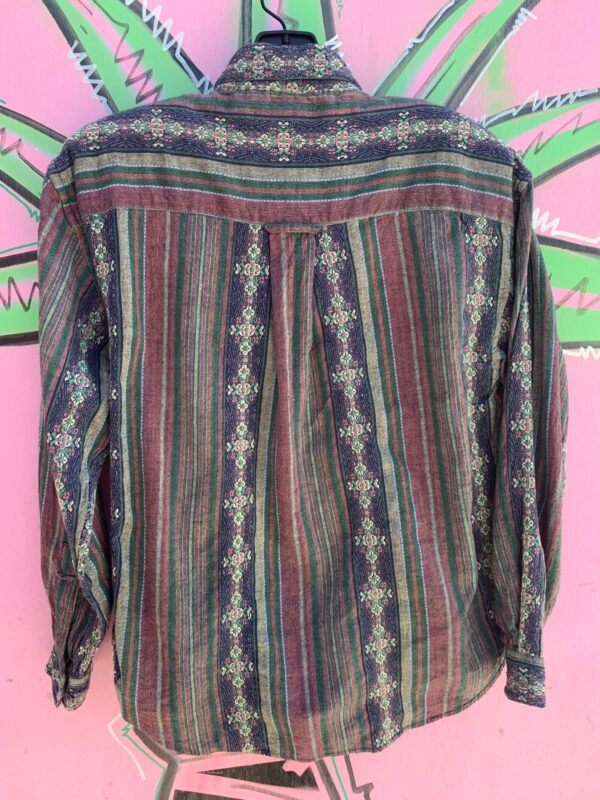 1980S-90S PASTEL WOVEN DESIGN LONG SLEEVE BUTTON DOWN SHIRT