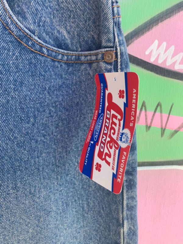 1990S MADE IN HK DEADSTOCK WIDE LEG DUNGAREE LOW RISE DENIM PANTS