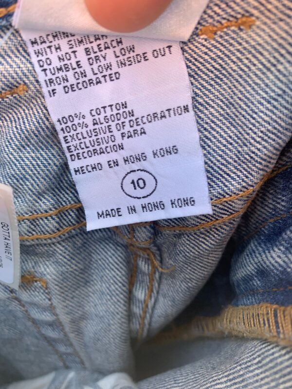 1990S MADE IN HK DEADSTOCK WIDE LEG DUNGAREE LOW RISE DENIM PANTS